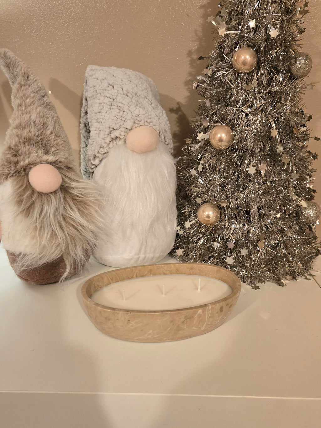 A beautiful stone effect oval handmade pot, lovingly filled with our Coconut Scent soy wax, releasing a gently, creamy coconut aroma perfect for calm, cosy moments.