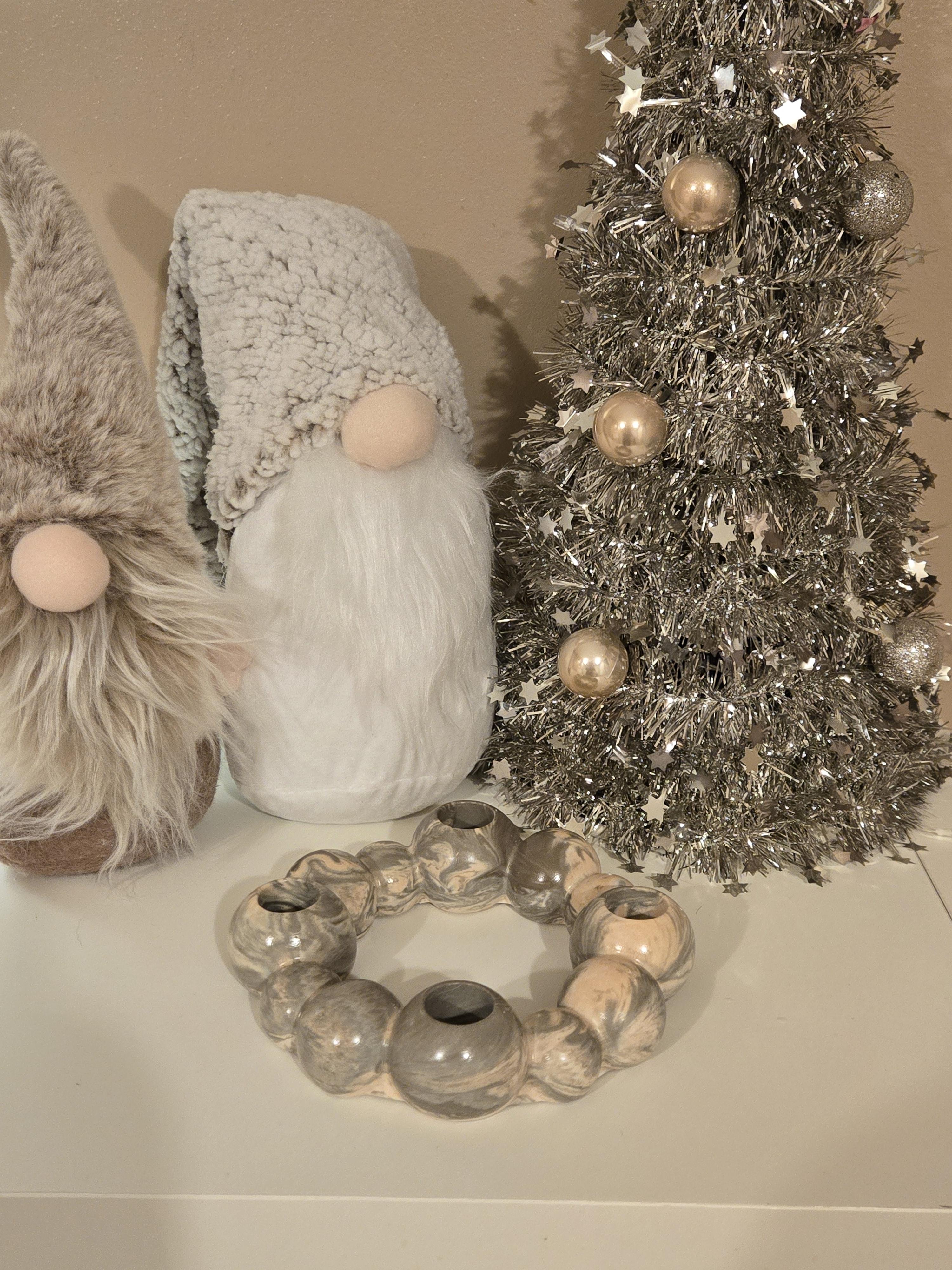 A stunning grey & peach 4-candle holder, completely one-off & handmade, perfect for adding a soft, elegant touch to any room. Simple, modern, & beautifully handmade.