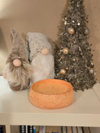 Beautiful Peach Marble style handmade pot, filled with a Mango Fizz Soy Candle